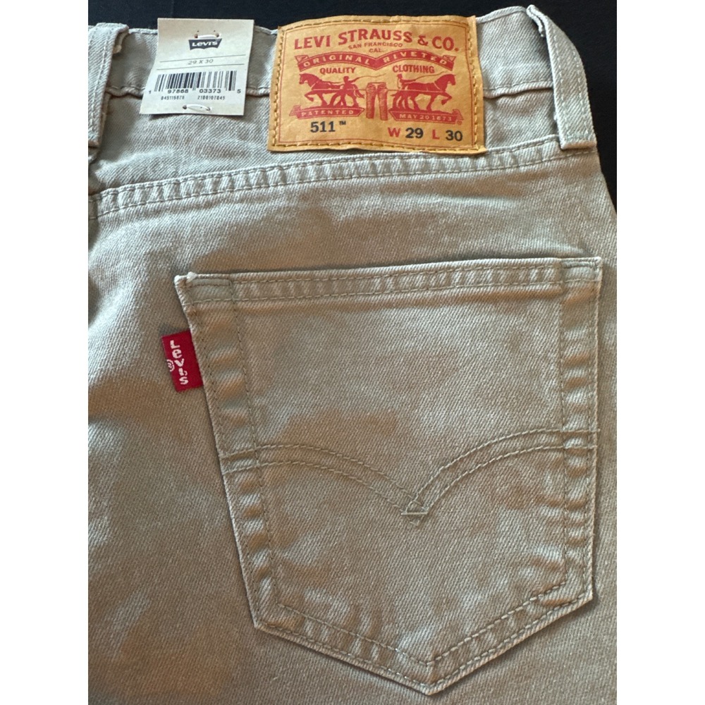 Levis 511 Slim Fit Mens Jeans 29x30 Khaki Grey Stretch Denim 045115878 NWT - Picture 15 of 15